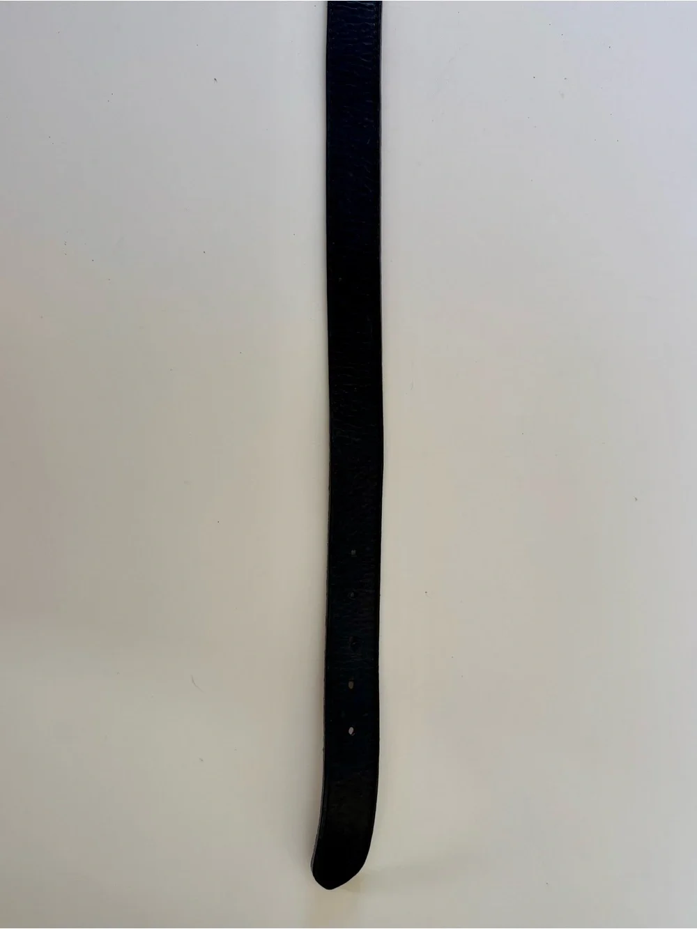 Donna Karan Black Leather Belt with Brass Plaque Buckle
